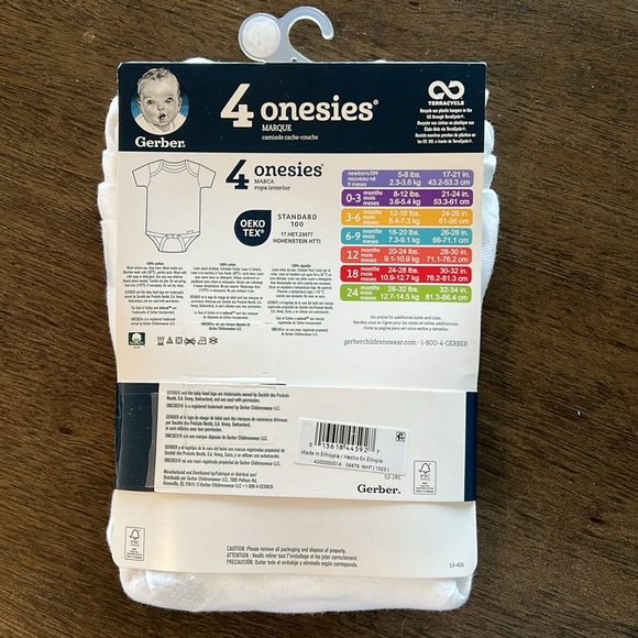 NEW Gerber Short Sleeve Onesies 4 pack NEWBORN - Picture 7 of 9